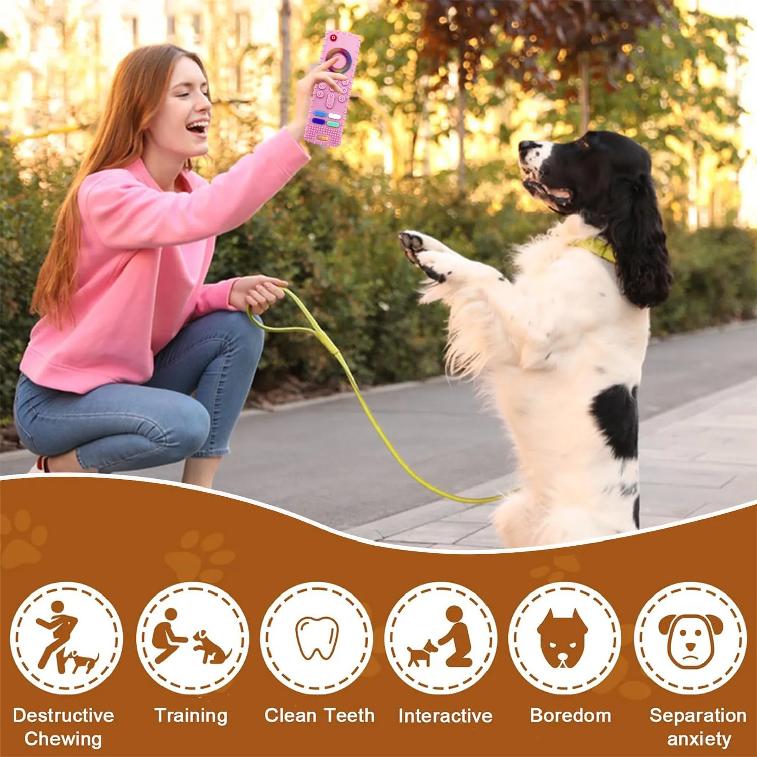 Puppy Toys for Teething, Remote Control Teether for Small Dogs,Puppy Teething Toy for Boredom & Stimulation,BPA-Free (Pink02)