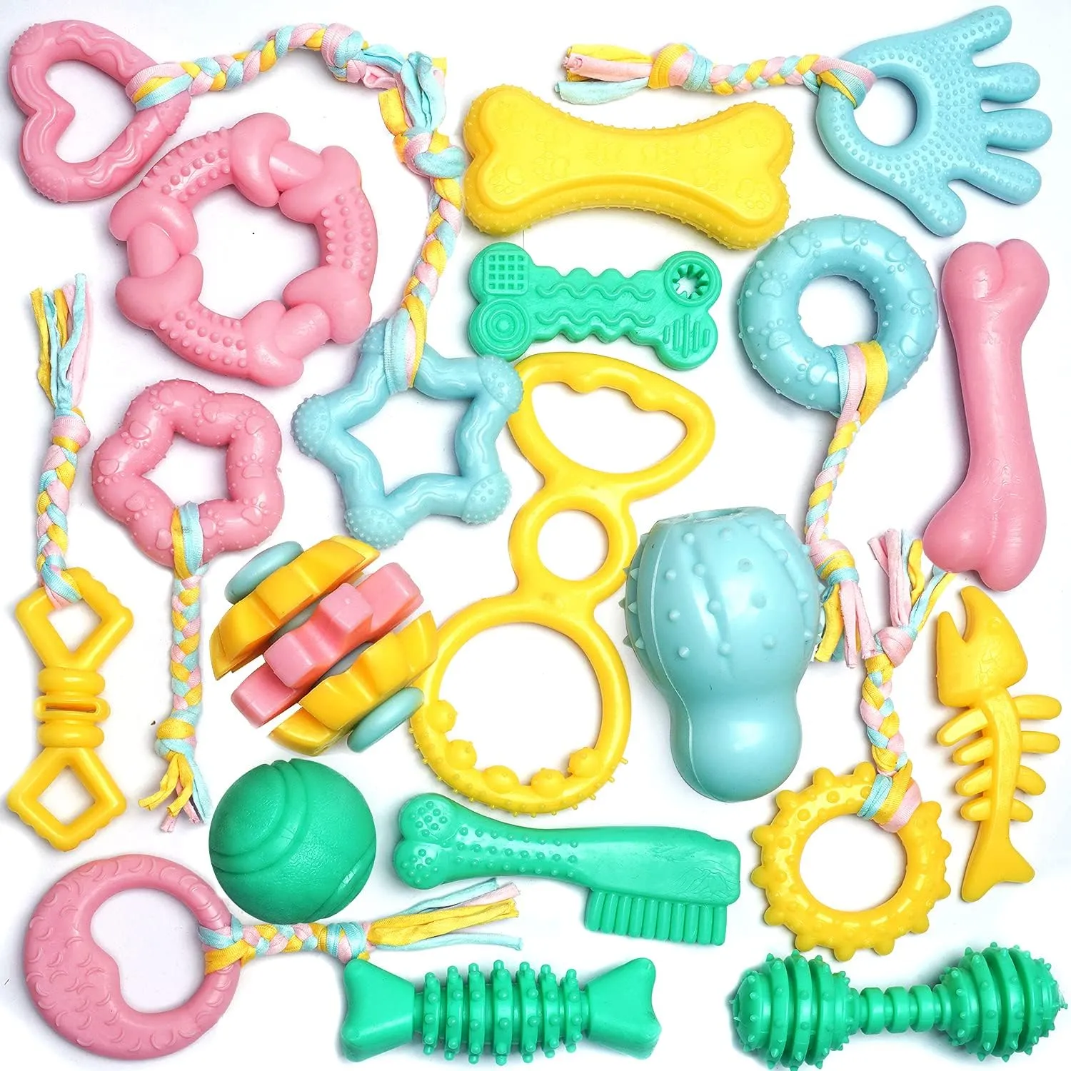 Puppy Toys for Teething,Puppy Chew Toys for Teething Small Breed,Dog Chew Toys for Puppies Teething 20 Pack,Rubber Ball Interactive Dog Toy