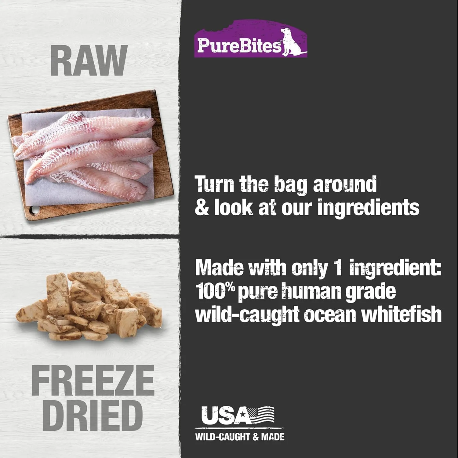 PureBites Ocean Whitefish Freeze-Dried Treats for Dogs (PB000338)