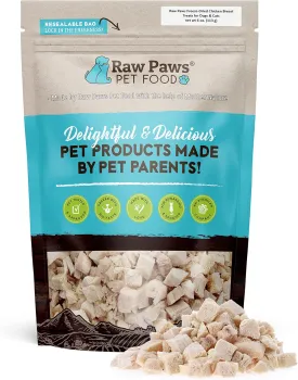 Raw Paws Freeze Dried Chicken Breast Treats, 4-oz, Made in USA - Natural Chicken Dog & Cat Treats