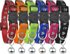 Reflective Cat Collar with Bell, Set of 6, Solid & Safe Collars for Cats, Nylon, Mixed Colors, Pet Collar, Breakaway Cat Collar (Mixed)