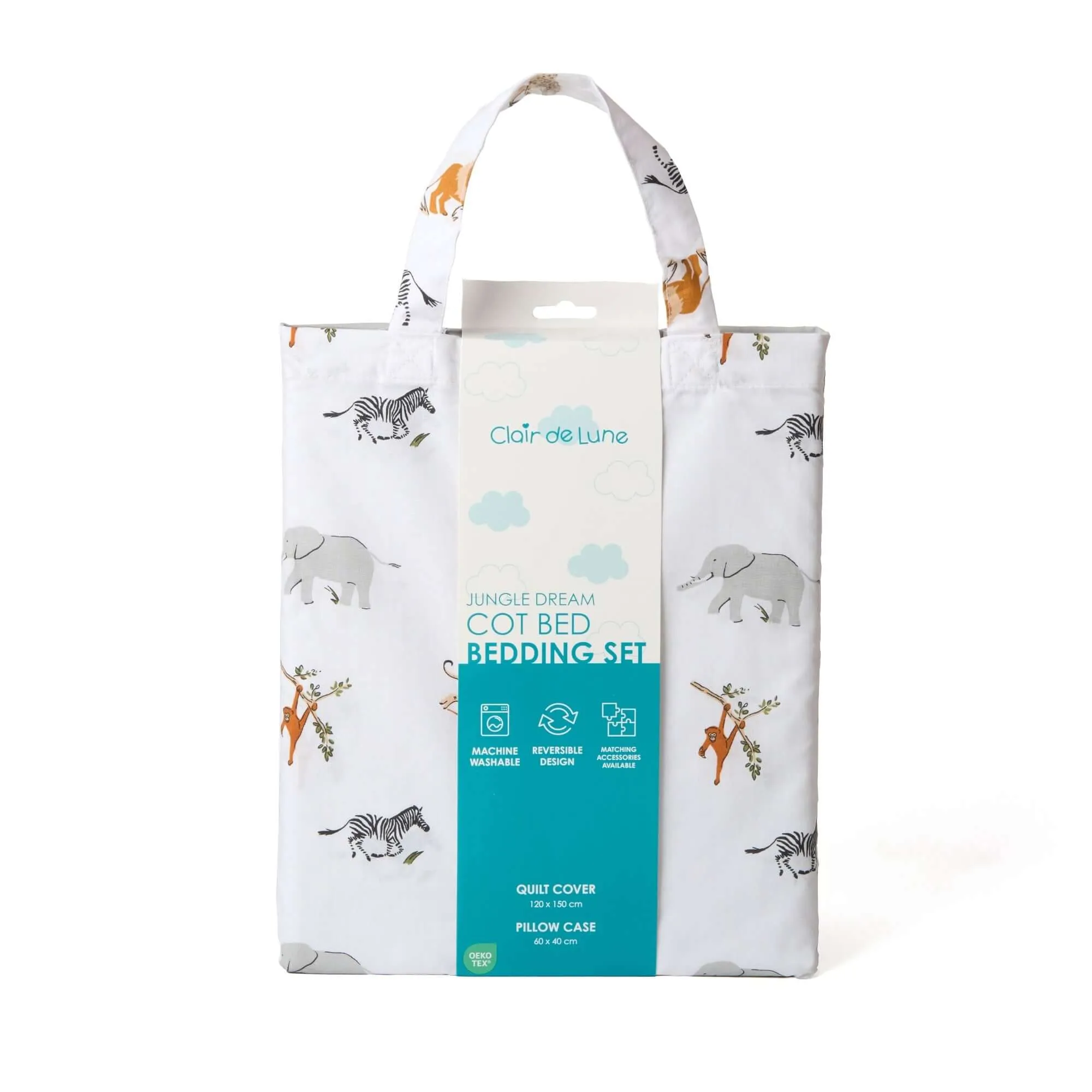 Reversible Jungle Dream Cot Bed Duvet Cover and Pillowcase Set