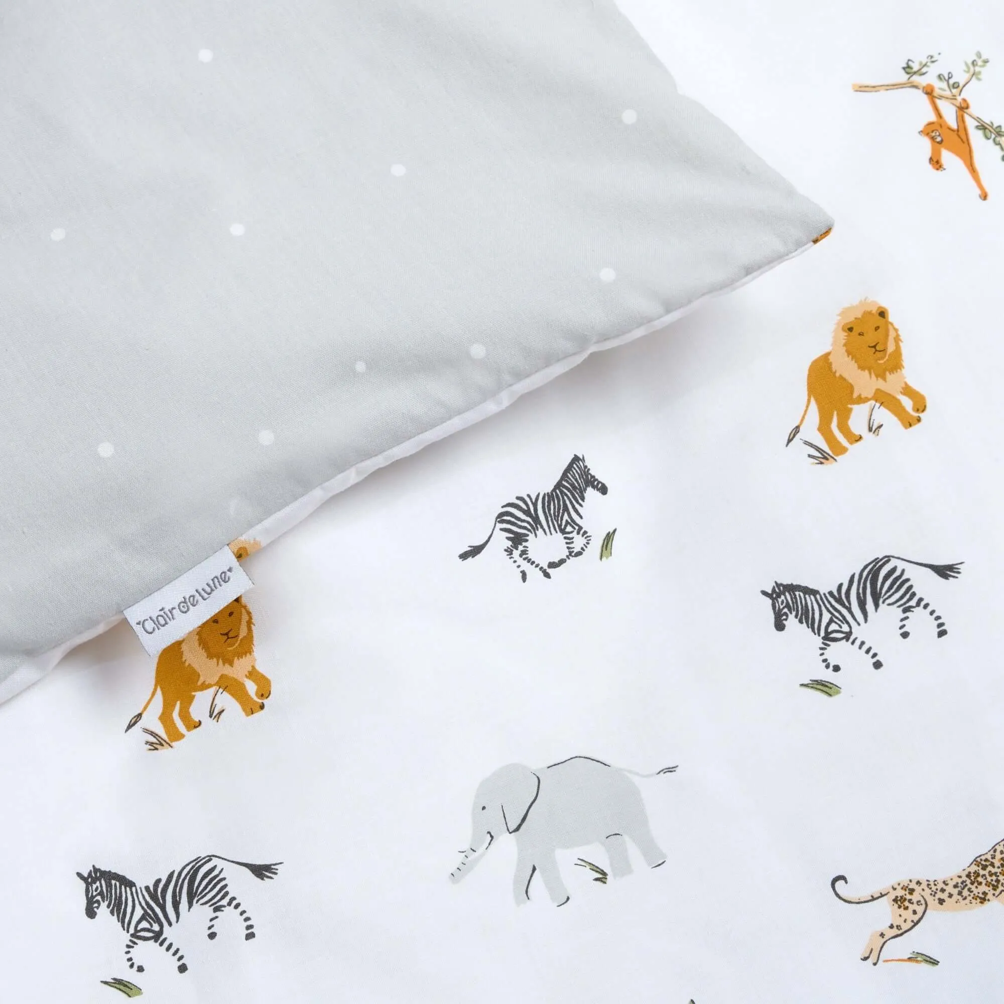 Reversible Jungle Dream Cot Bed Duvet Cover and Pillowcase Set