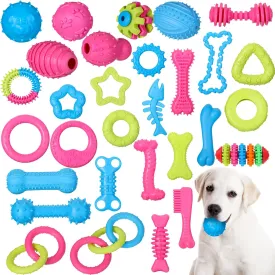 Sanwuta 30pcs Puppy Toy Set Dog Toys Bulk for Aggressive Chew Puppy Teething Toy for Small Dog Durable Interactive Toys for Outdoor Play Accessories