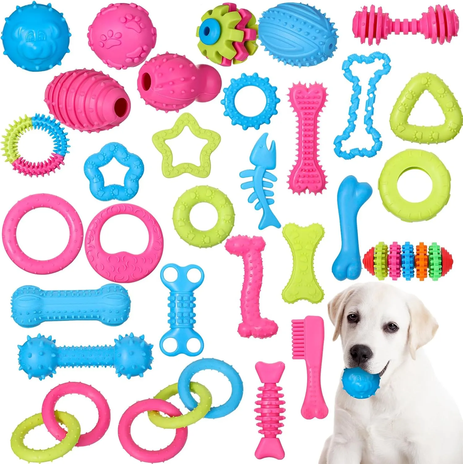 Sanwuta 30pcs Puppy Toy Set Dog Toys Bulk for Aggressive Chew Puppy Teething Toy for Small Dog Durable Interactive Toys for Outdoor Play Accessories