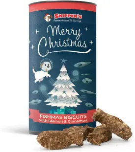 SKIPPER'S Christmas Fishmas Biscuits with Salmon & Cinnamon - Wheat & Gluten Free Christmas Dog Treats, Source of Omega 3, Grain Free & Hypoallergenic Dog Treats | Christmas Dog Gifts (100g)