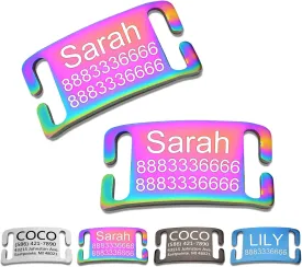 Slide-On Pet ID Tags,Personalized Engraved Dog and Cat Collar Tags,Durable Stainless Steel Boomerang Tags,No Noise,4 Sizes for Large and Small Pets,Curved Glossy Finish Rainbow,Christmas Gift,Open End