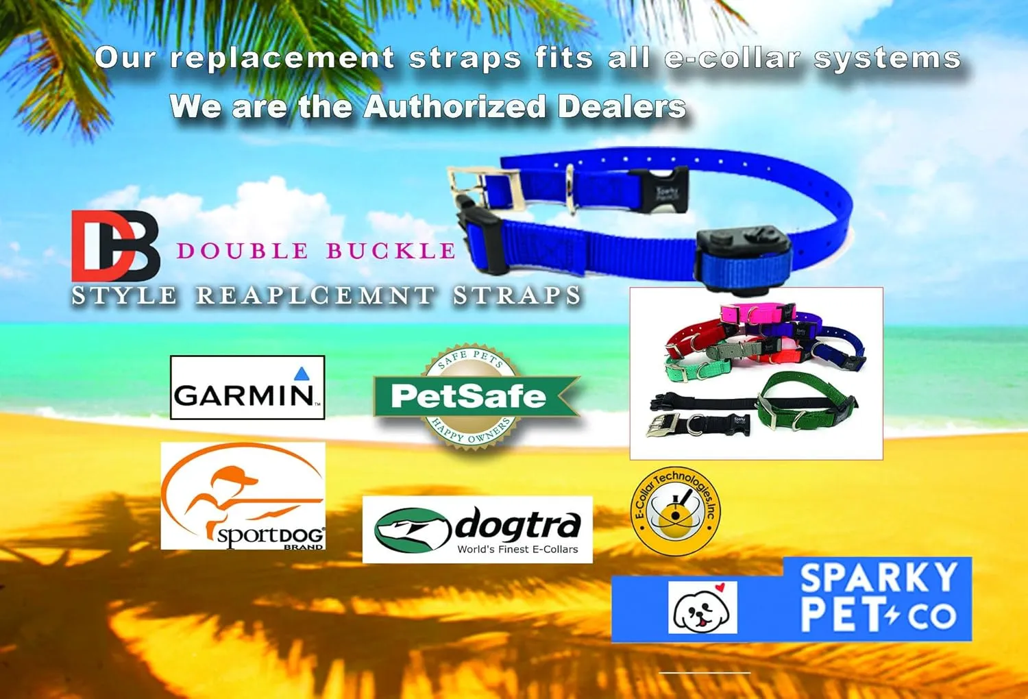 Sparky Pet Co - ECollar Replacement Strap - Double Buckle Dog Collar - Rugged Nylon - Adjustable - D Ring - Quick Release Metal Clasp - for Invisible Fence Systems - 3/4" x 24" - Black