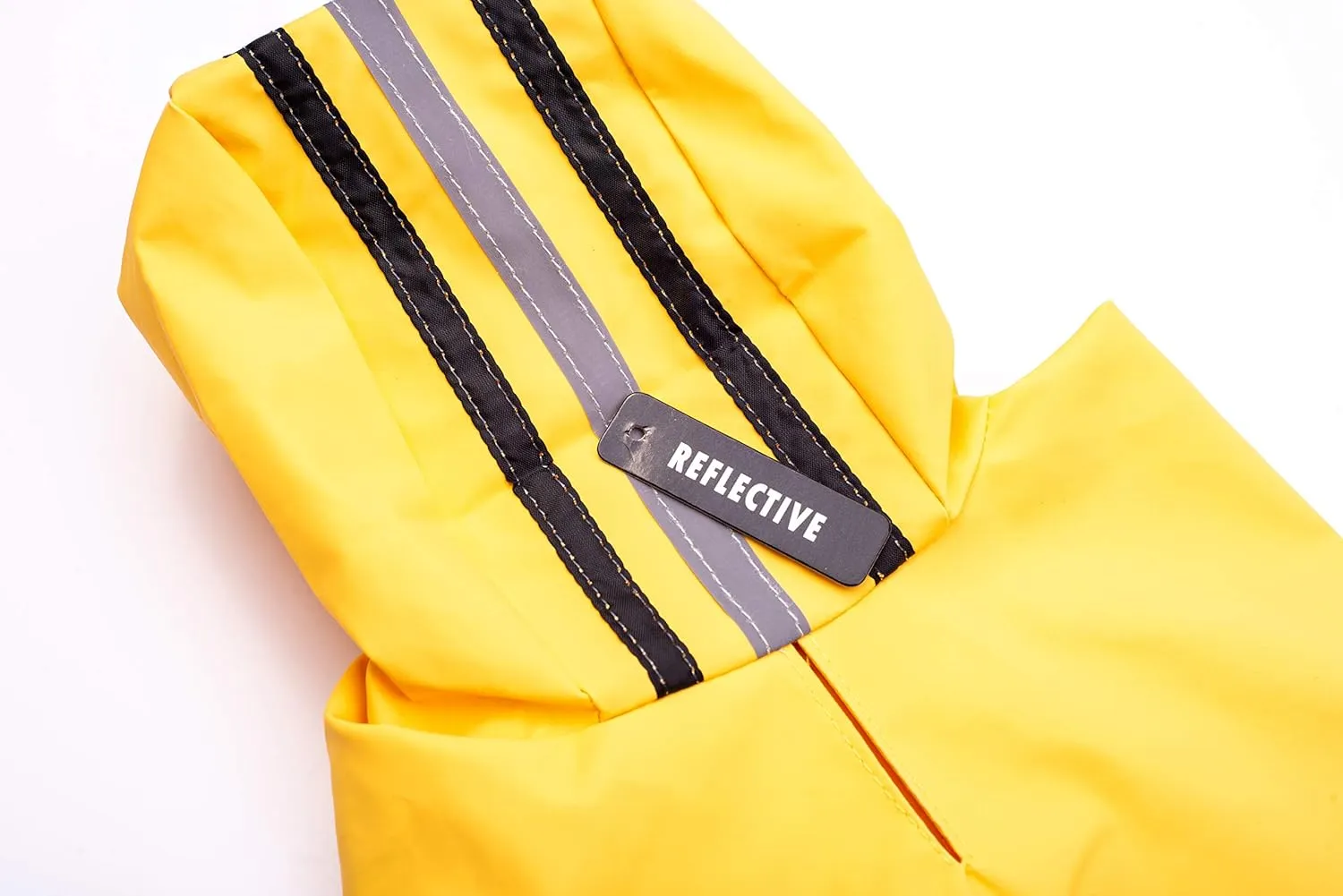 SPOT Rainy Days Slicker - Yellow Dog Rain Jacket With Hood, Reflective Strip for Safety, Leash Hole & Adjustable Velcro Belly Strap, 100% Polyester Water Resistant Pet Raincoat - X-Small, 8in Long