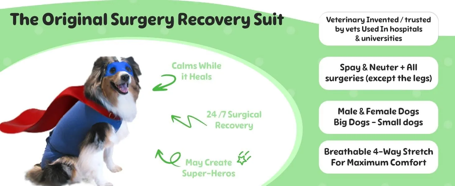 SurgiSnuggly Dog Surgery Recovery Suit for Female Or Male Dogs, Veterinarian Invented Dog Onesie is Better Than A Dog Cone, Custom Milled Fabric is Safe Spay Or Neuter Surgical Recovery Easy XLL PL