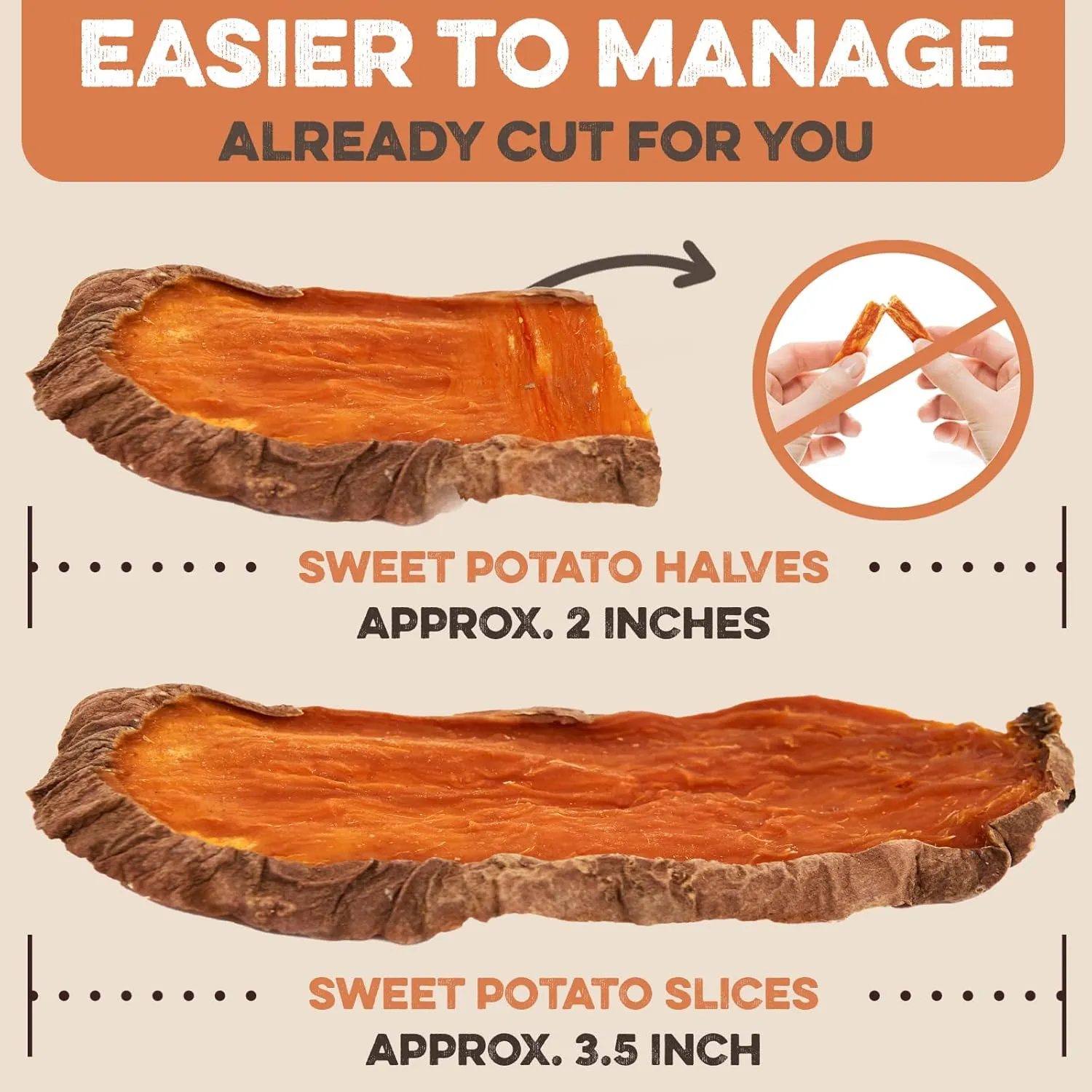 Sweet Potato Slices For Dogs - Half Slices, 14 oz - Single Ingredient Grain Free Dog Treats, Best High Anti-Oxidant Healthy 100% Natural Thick Cut Dried Sweet Potato Dog Treats, No Added Preservatives