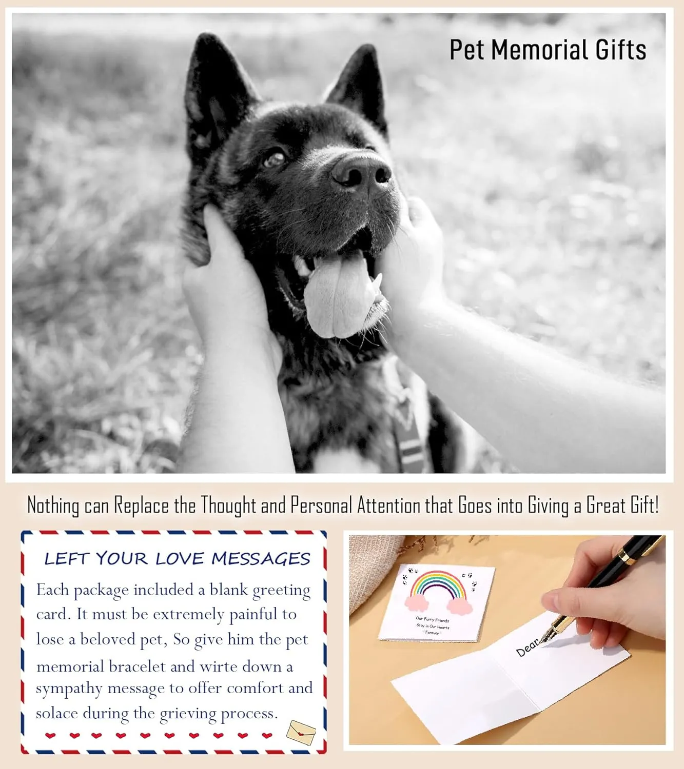 TONY & SANDY Dog Memorial Gifts, Pet Sympathy Rainbow Bridge Pet Memorial Bracelet for Men Women Girls Who Loss of Beloved Dog Cat