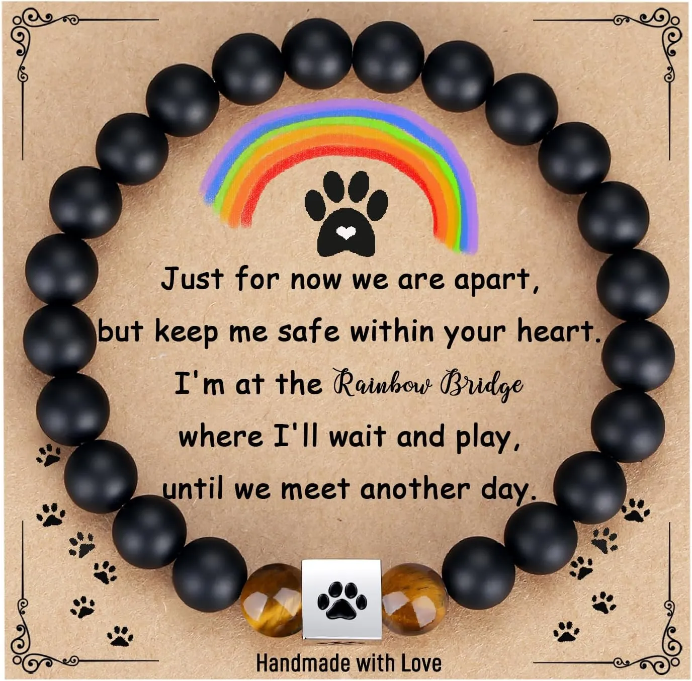 TONY & SANDY Dog Memorial Gifts, Pet Sympathy Rainbow Bridge Pet Memorial Bracelet for Men Women Girls Who Loss of Beloved Dog Cat