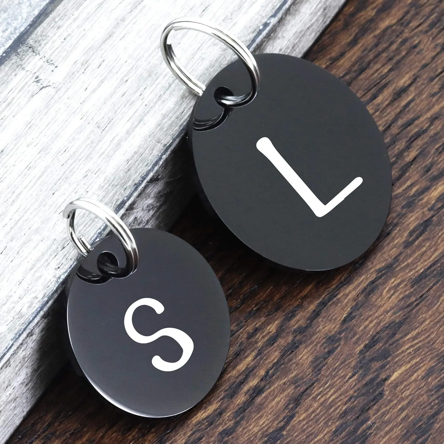 Ultra Joys Stainless Steel Pet ID Tag Dog Name Tags Personalized Front & Back Engraving, Customized Dog Tags and Cat Tags, Optional Engraved on Both Sides, Round Tag with Mountain on Top Design, Large