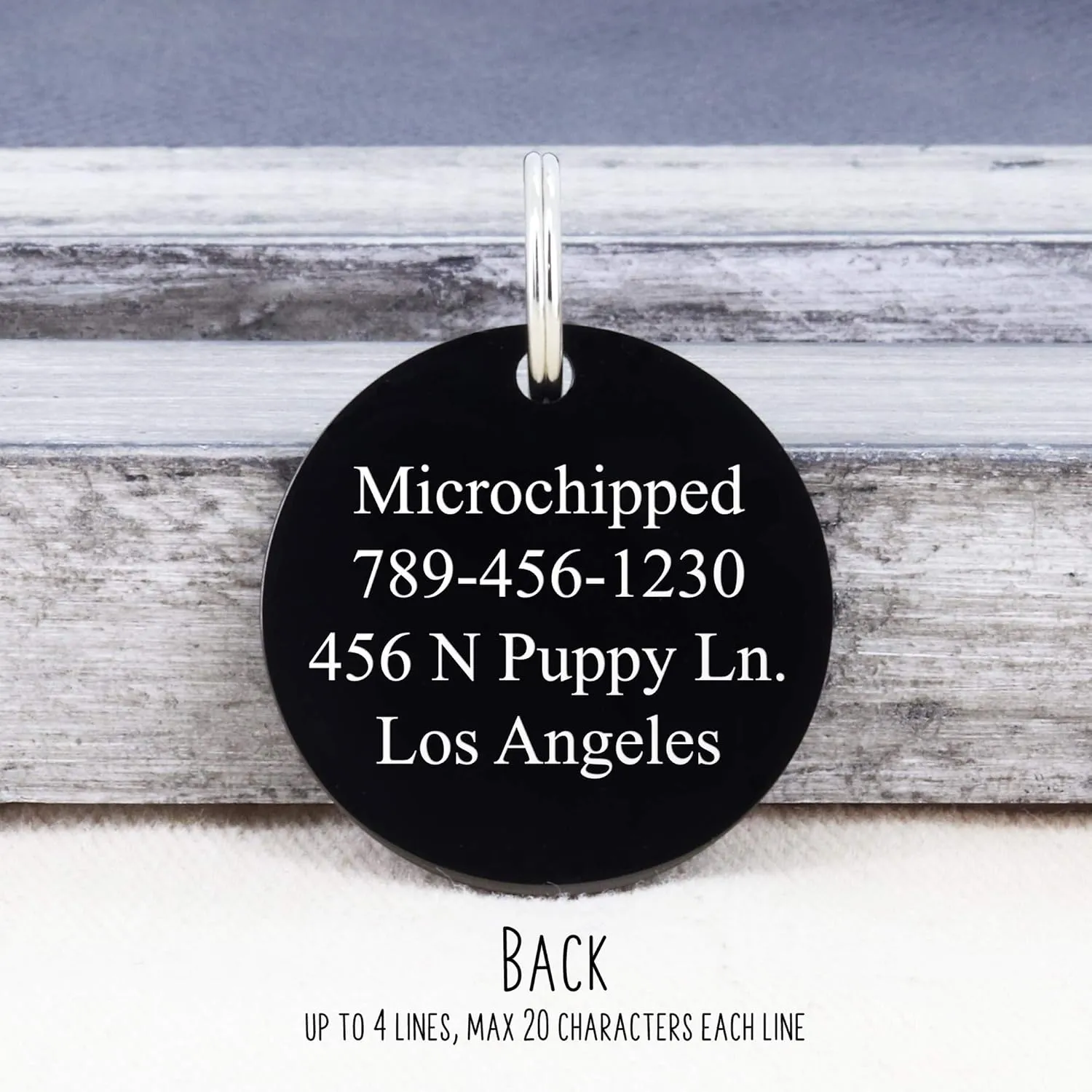 Ultra Joys Stainless Steel Pet ID Tag Dog Name Tags Personalized Front & Back Engraving, Customized Dog Tags and Cat Tags, Optional Engraved on Both Sides, Round Tag with Mountain on Top Design, Large