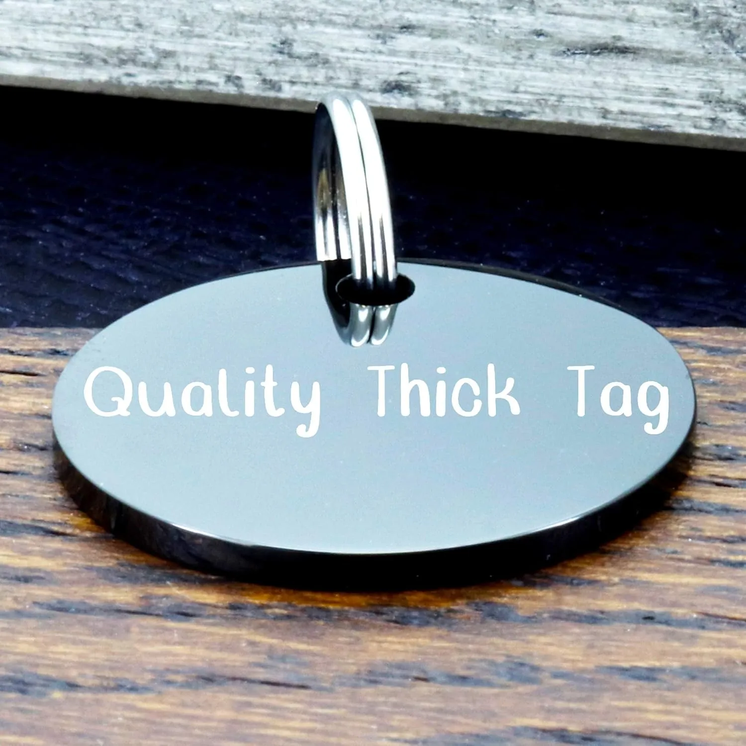 Ultra Joys Stainless Steel Pet ID Tag Dog Name Tags Personalized Front & Back Engraving, Customized Dog Tags and Cat Tags, Optional Engraved on Both Sides, Round Tag with Mountain on Top Design, Large