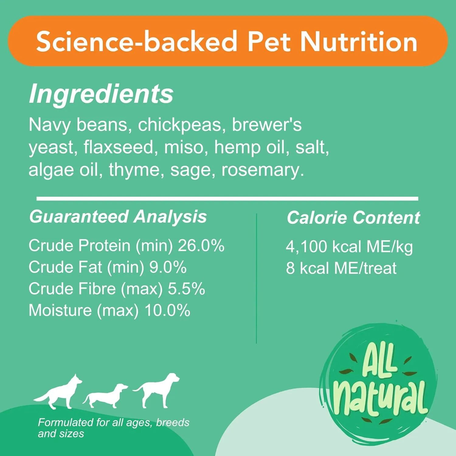 Vegan Dog Treats - Baked Chick'n Flavor - All Natural Human Grade Allergen Free Ingredient Suitable for All Breeds - 5.3 Oz