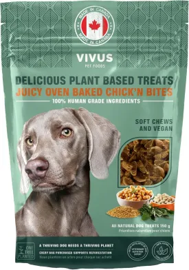 Vegan Dog Treats - Baked Chick'n Flavor - All Natural Human Grade Allergen Free Ingredient Suitable for All Breeds - 5.3 Oz