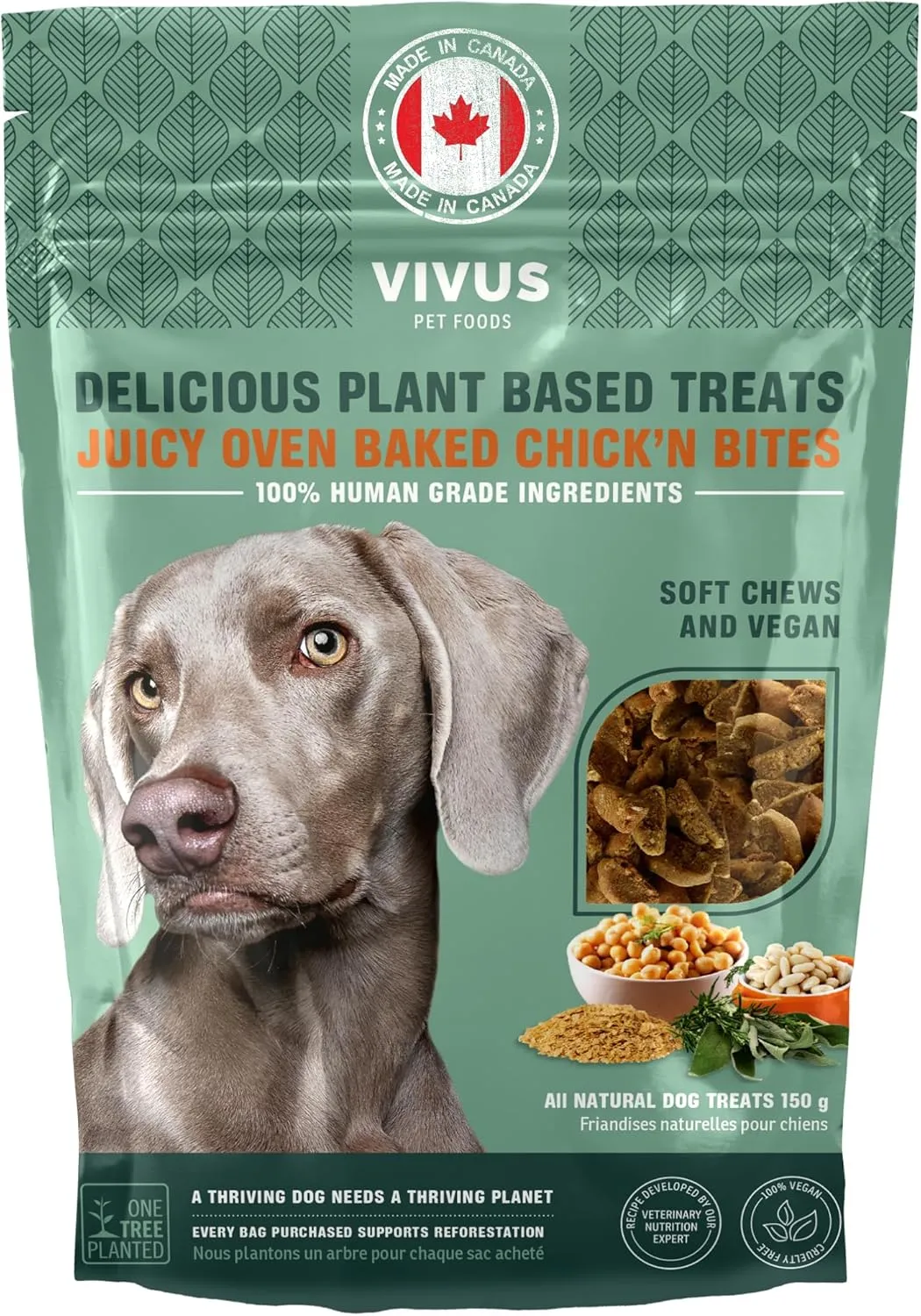 Vegan Dog Treats - Baked Chick'n Flavor - All Natural Human Grade Allergen Free Ingredient Suitable for All Breeds - 5.3 Oz