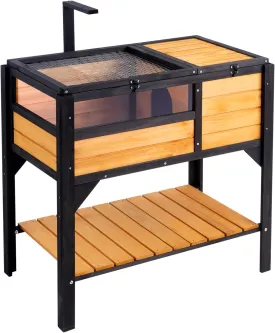 VEVOR Tortoise Habitat, Cedar Wooden Tortoise House Indoor & Outdoor, Tortoise Enclosure with Light Stand, Reptile Enclosure Small Animal Cage with Stand Legs for Gecko, Lizard, Snake