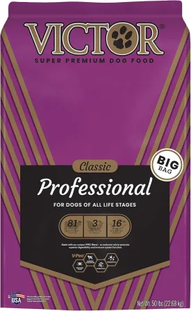VICTOR Super Premium Dog Food  Professional Dry Dog Food  Super Premium Kibble with 26% Protein  Gluten-Free with Beef, Chicken & Pork Meals  for High Energy and Active Dogs & Puppies, 50lbs