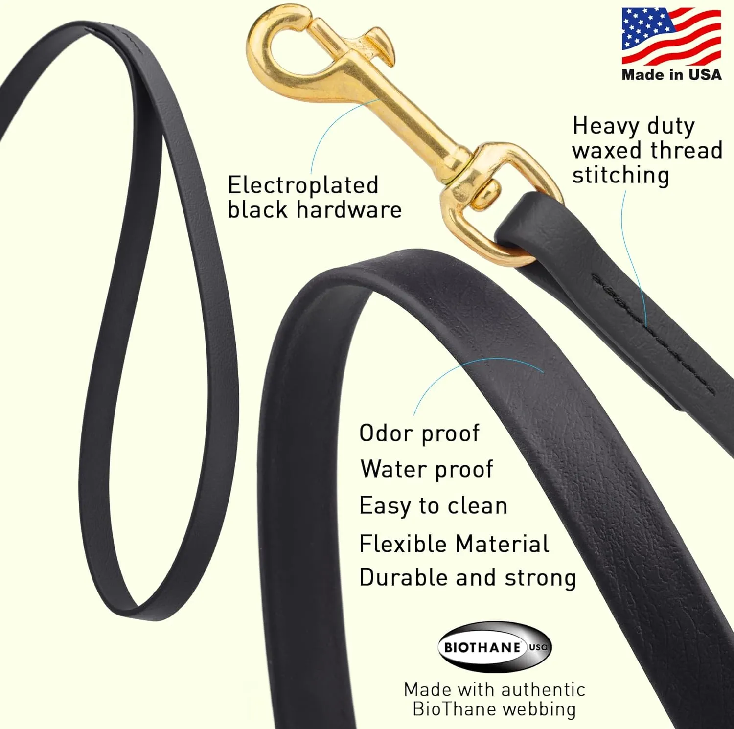 Viper Biothane Working Lead for Dogs 4ft, Black