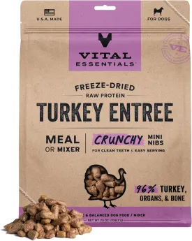 Vital Essentials Freeze-Dried Raw Turkey Entree & Mixer Dog Food Crunchy Mini Nibs, 25 oz
