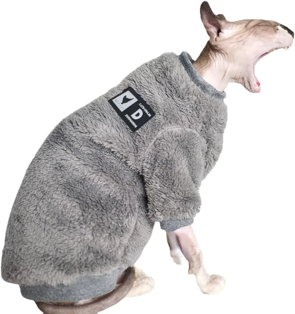Warm Pet Sweater Sphynx Cat Clothes Fashion Soft Cat Apparel Comfort Thickened Winter Sphinx Hairless Cat Clothes (L)