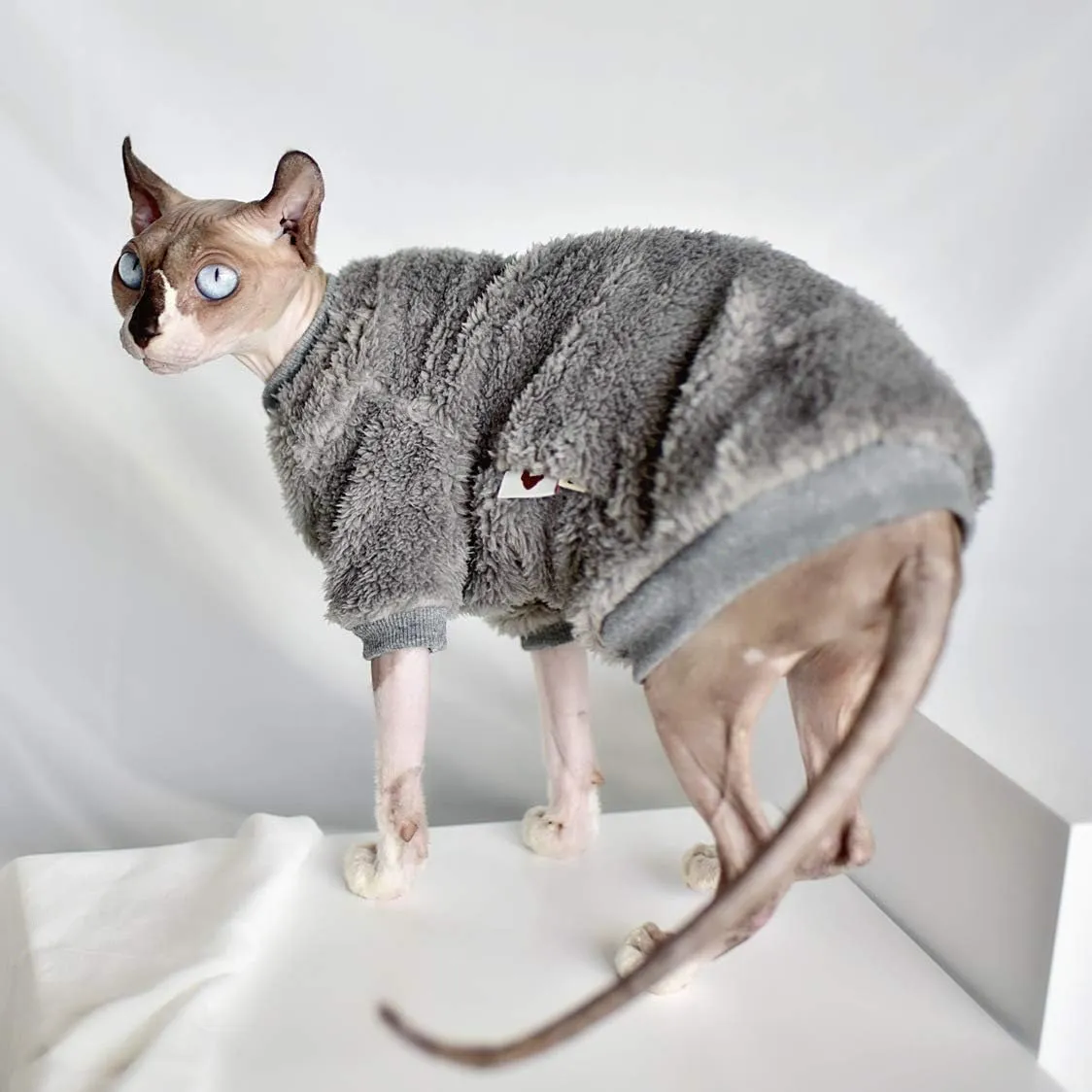 Warm Pet Sweater Sphynx Cat Clothes Fashion Soft Cat Apparel Comfort Thickened Winter Sphinx Hairless Cat Clothes (L)
