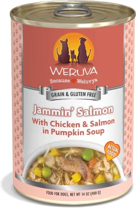Weruva Classic Dog Food, Jammin' Salmon with Chicken & Salmon in Gravy, 14oz Can (Pack of 12), Red (Jammin Salmon)