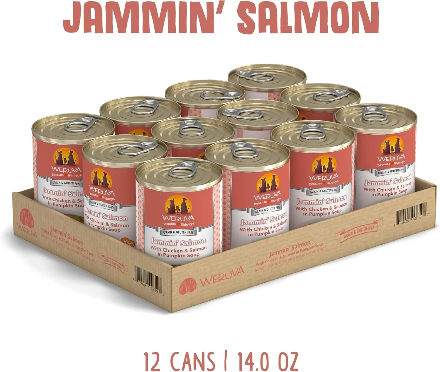 Weruva Classic Dog Food, Jammin' Salmon with Chicken & Salmon in Gravy, 14oz Can (Pack of 12), Red (Jammin Salmon)