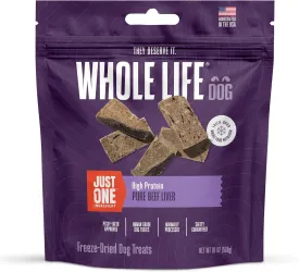 Whole Life Dog Just One Beef Liver Freeze Dried Dog Treats - Human Grade High Protein Food, Healthy Training Snacks, Freeze Dried Food Toppers, USA Made Natural Treats - 18 oz (Pack of 1)