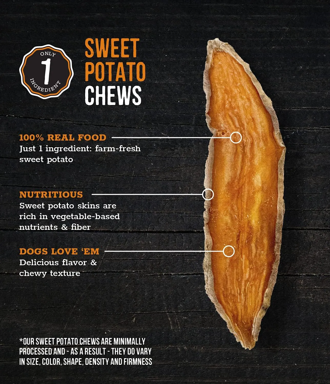Wholesome Pride Sweet Potato Chews All-Natural Single Ingredient Dog Treats, 32 oz