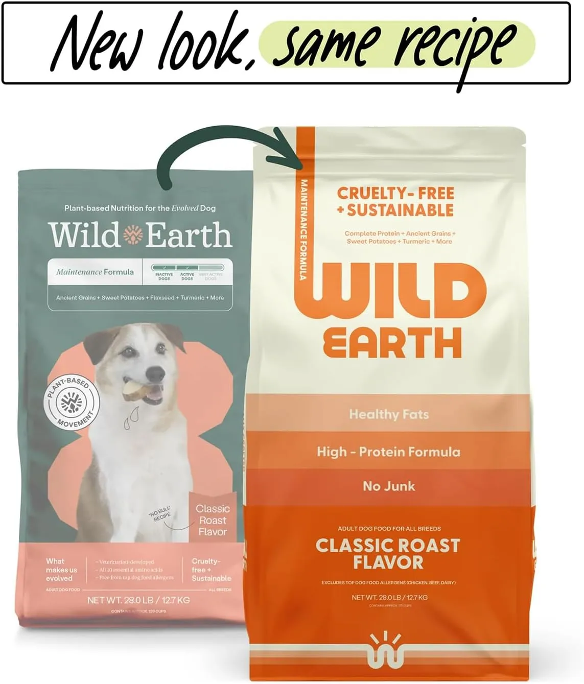 Wild Earth Vegan Dry Dog Food | Plant-Based Maintenance Formula | Vegetarian, Allergy Relief, Veterinarian-Developed for Complete Nutrition | Classic Roast Flavor, 28 Pound Bag