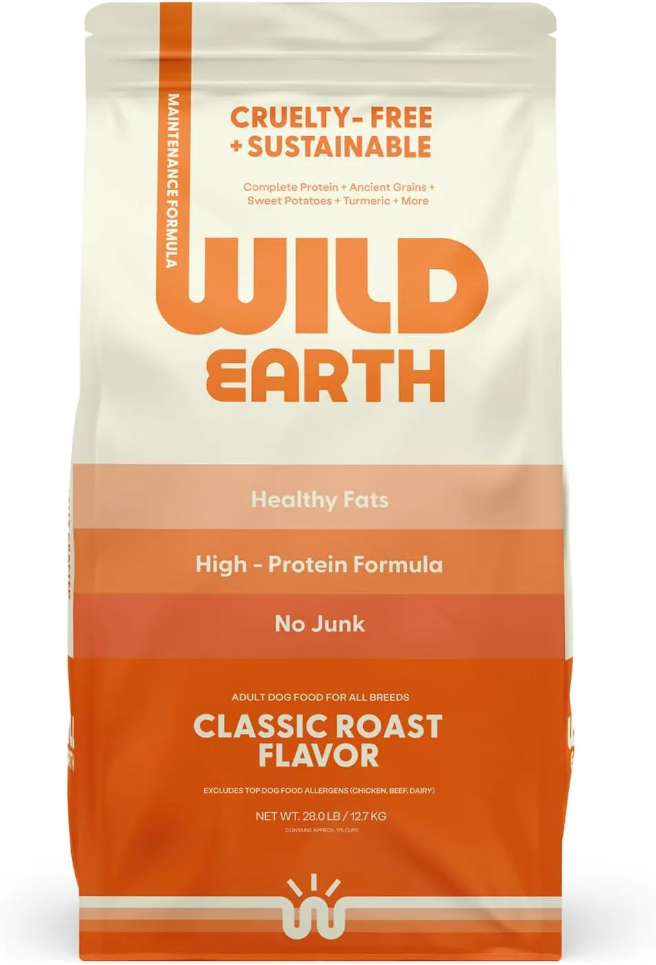 Wild Earth Vegan Dry Dog Food | Plant-Based Maintenance Formula | Vegetarian, Allergy Relief, Veterinarian-Developed for Complete Nutrition | Classic Roast Flavor, 28 Pound Bag