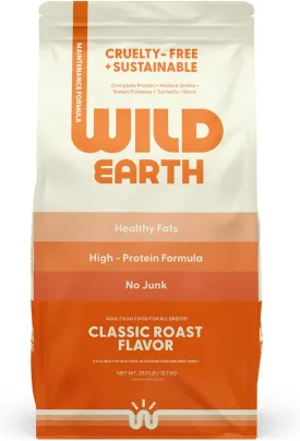 Wild Earth Vegan Dry Dog Food | Plant-Based Maintenance Formula | Vegetarian, Allergy Relief, Veterinarian-Developed for Complete Nutrition | Classic Roast Flavor, 28 Pound Bag