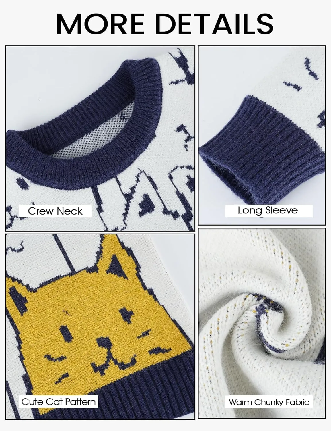 Yimoon Cat Sweater for Women Oversized Chunky Sweater Loose Long Sleeve Knit Pullover Sweater Top